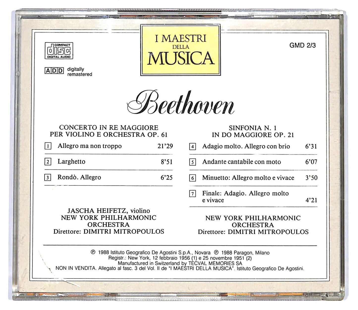 EBOND Beethoven - Concerto Per Violino - Sinfonia N. 1 CD CD118004