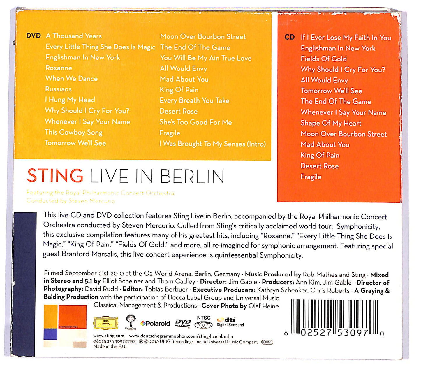 EBOND Sting The Royal Philharmonic Orchestra - Live In Berlin CD CD118939