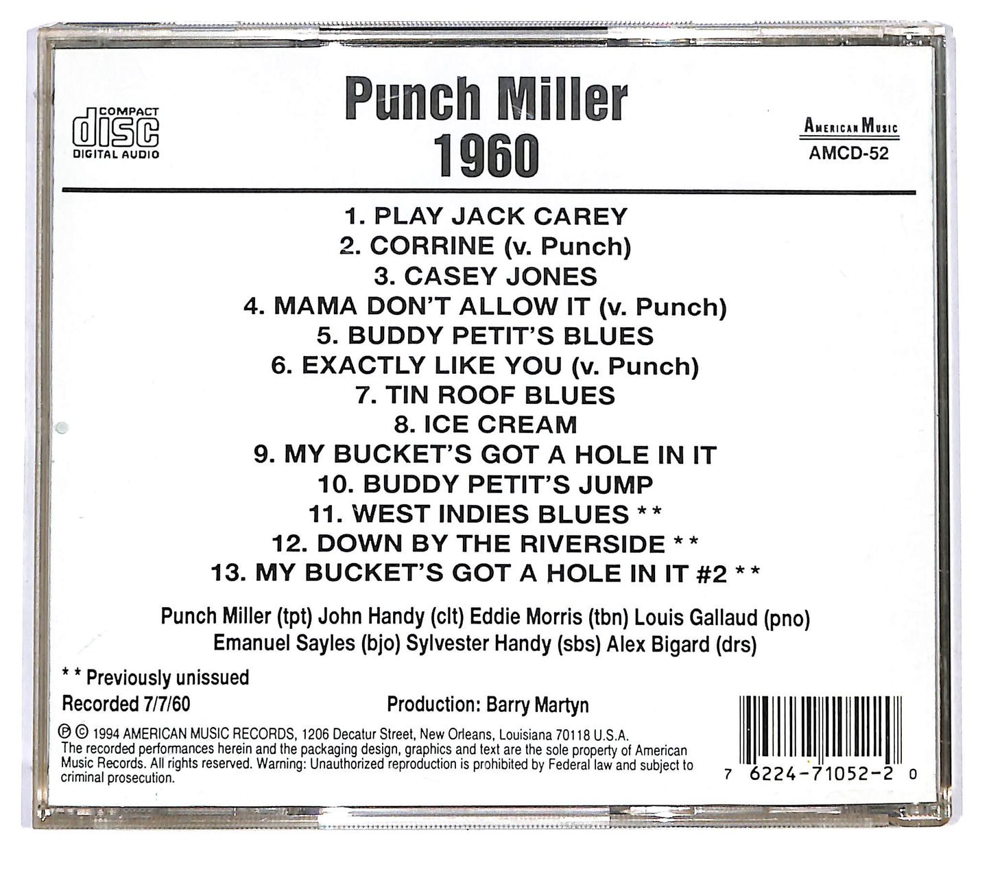 EBOND Punch Miller - 1960 CD CD120339