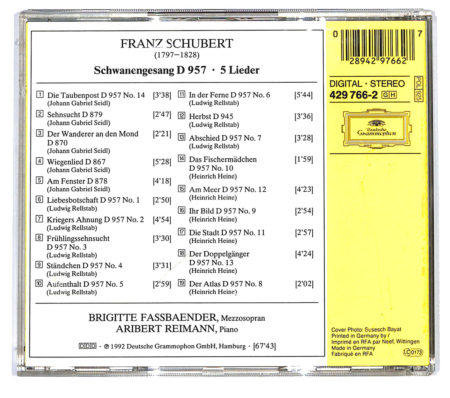EBOND Franz Schubert - Schwanengesang · 5 Lieder CD CD120412