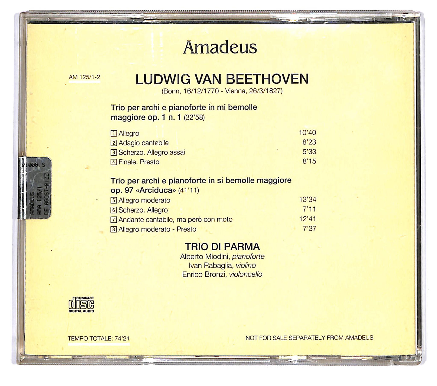 EBOND Beethoven , Trio Di Parma - Trii Per Archi E Pianoforte CD CD120606