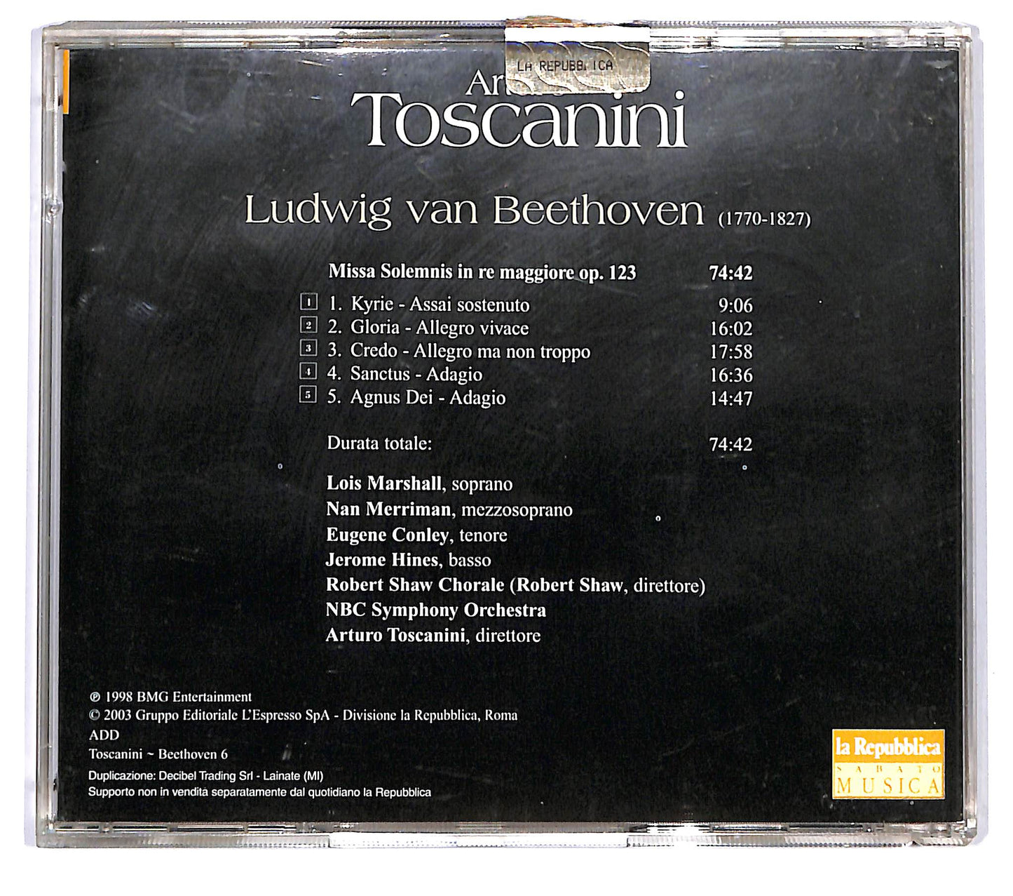 EBOND Beethoven , Arturo Toscanini - Missa Solemnis EDITORIALE CD CD120611
