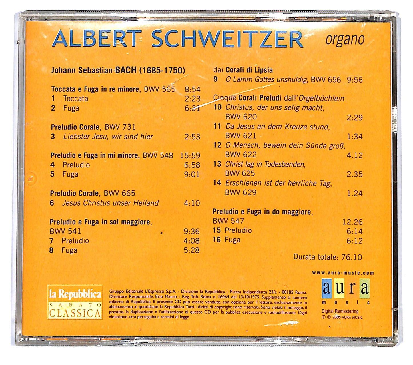 EBOND Albert Schweitzer Suona Bach Vo1 CD CD120615