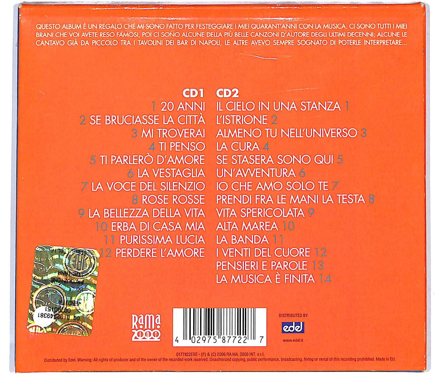 EBOND Massimo Ranieri - Canto Perche Non So Nuotare... Da 40 Anni CD CD120715