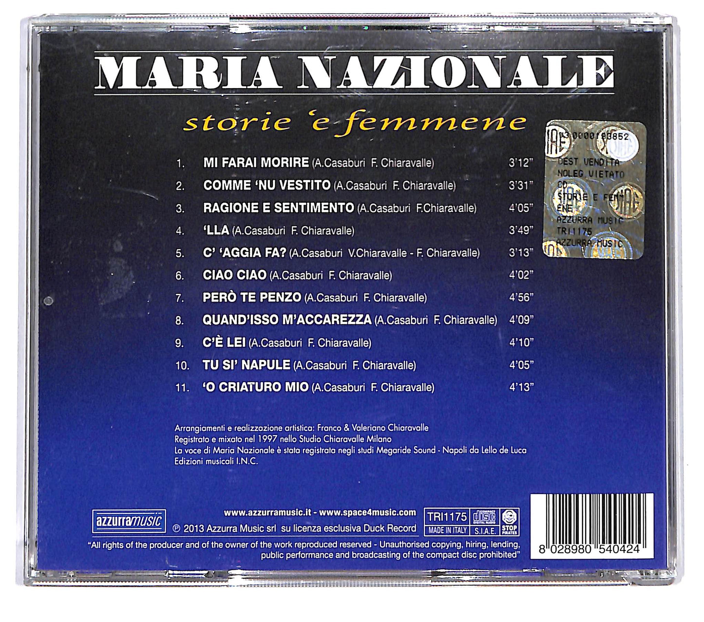 EBOND Maria Nazionale - Storie 'e Femmene CD CD120849