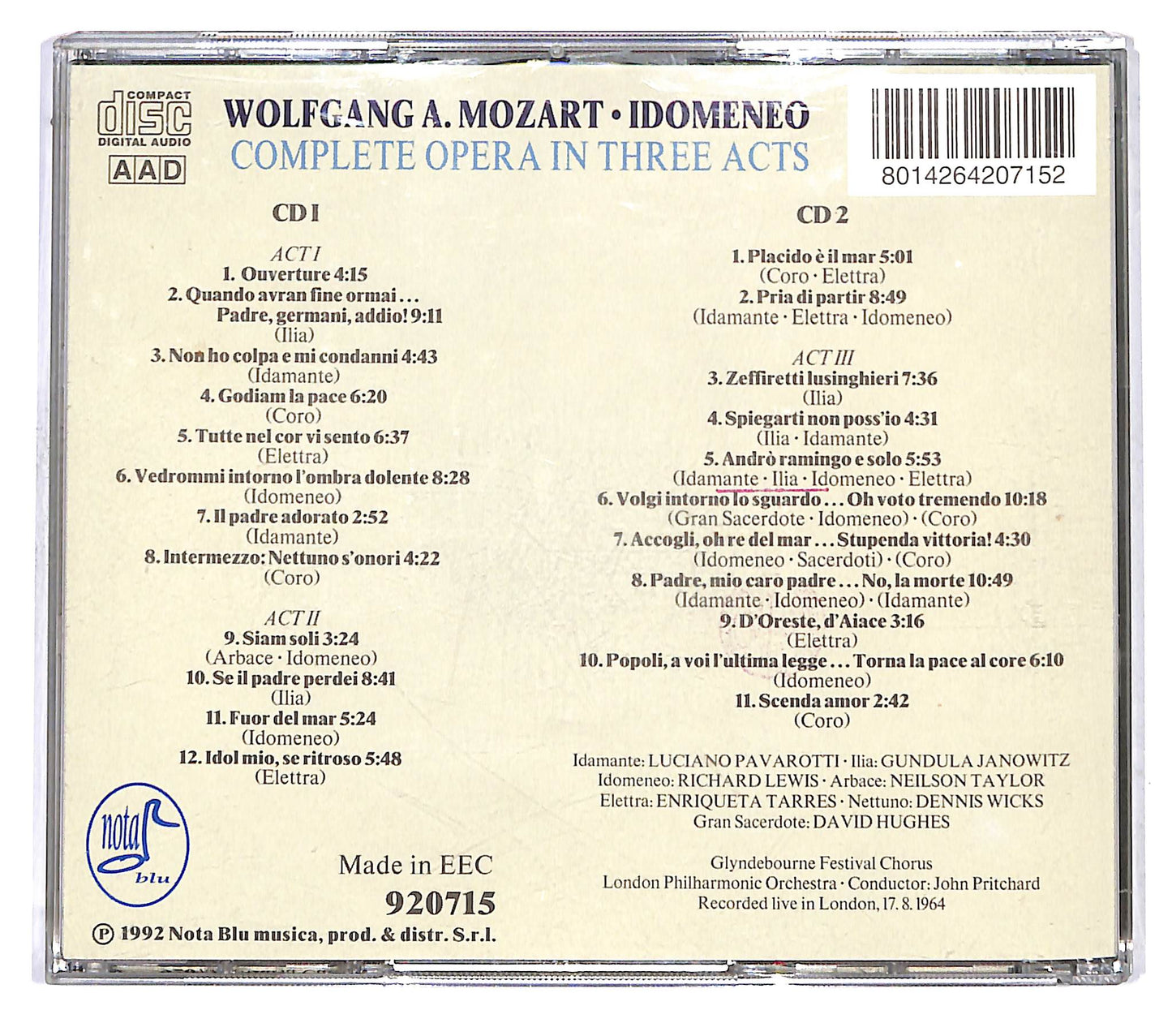 EBOND Wolfgang A. Mozart - Luciano Pavarotti - Idomeneo CD CD121042