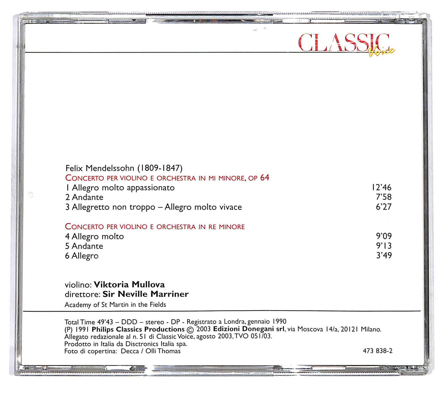 EBOND Mendelssohn - Viktoria Mullova - Concerti per Violino e Orchestra CD CD121120