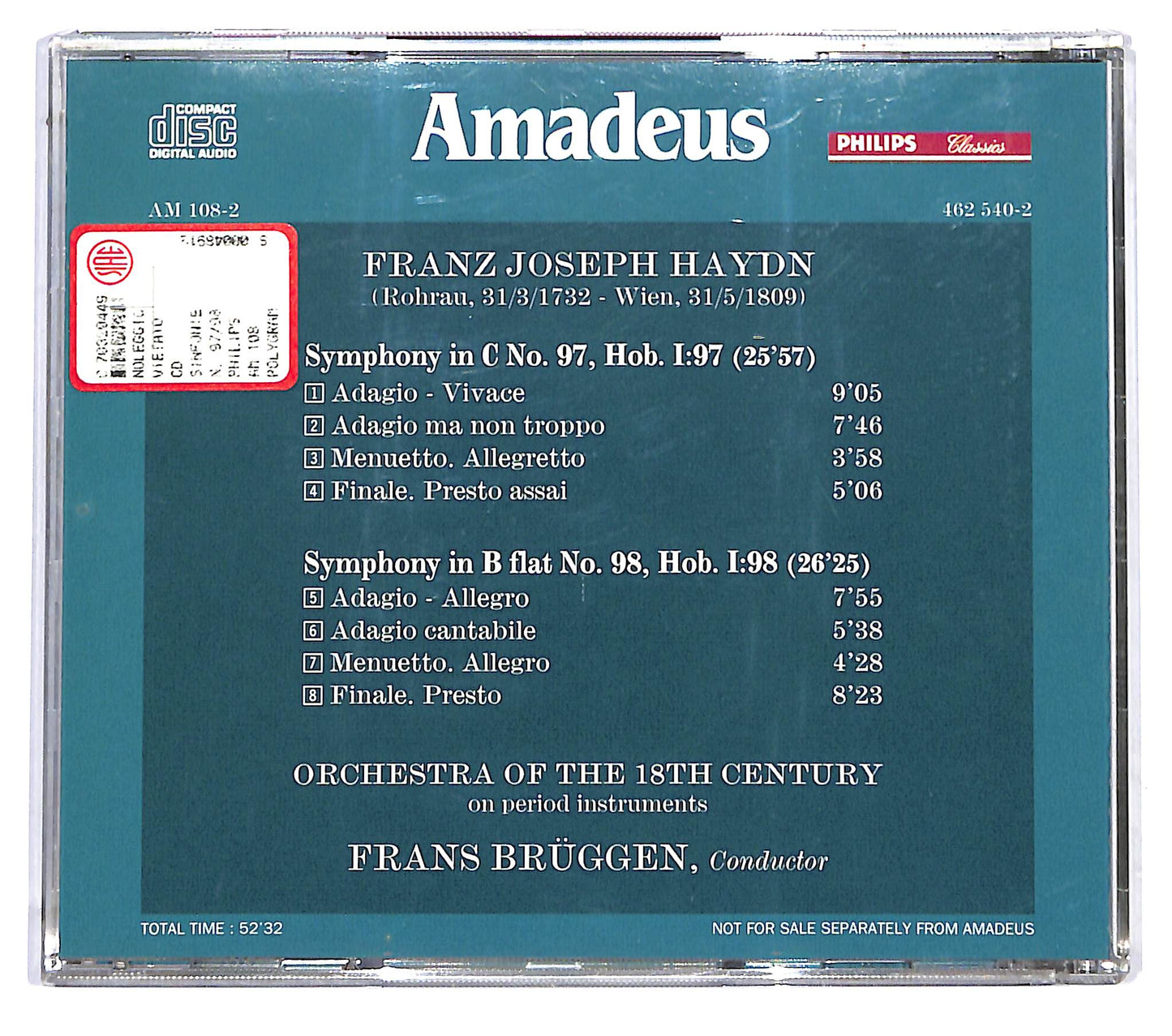 EBOND Haydn - Frans Bruggen - Sinfonie N. 97 & 98 CD CD121160