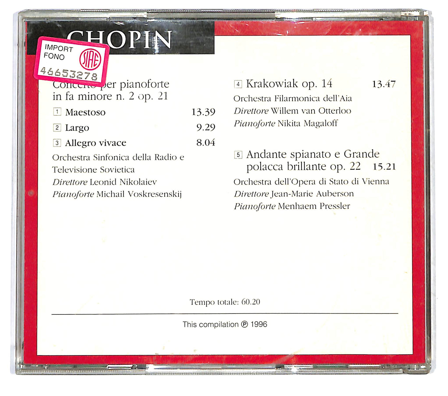 EBOND Chopin - Concerto Per Pianoforte N. 2 Op. 21 EDITORIALE CD CD121455
