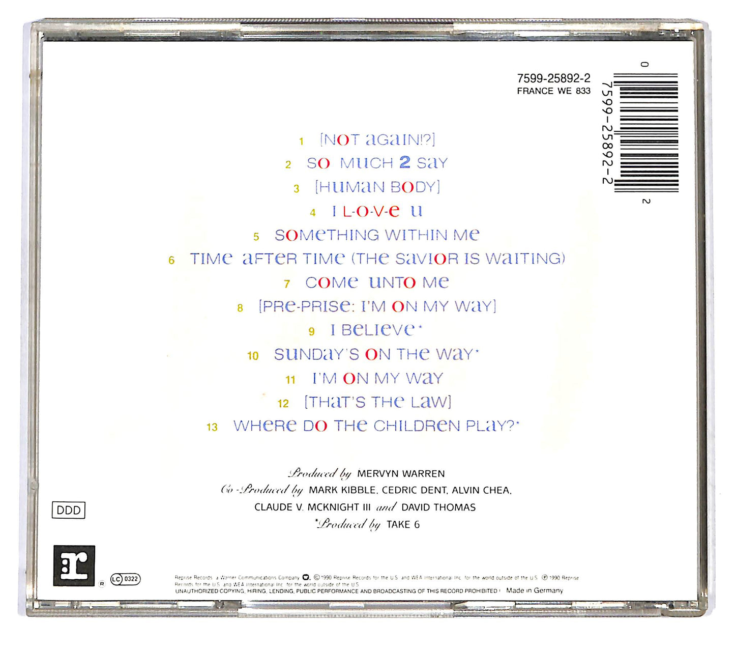 EBOND Take 6 - So Much 2 Say CD CD121523
