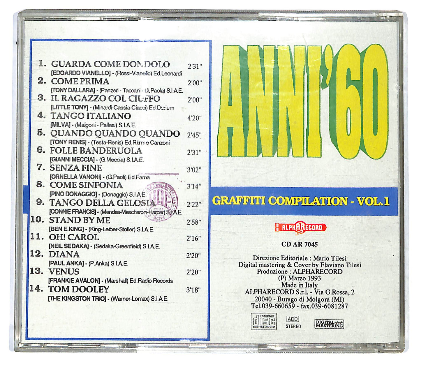 EBOND Various - Anni 60 Graffiti Compilation Vol1 CD CD121547