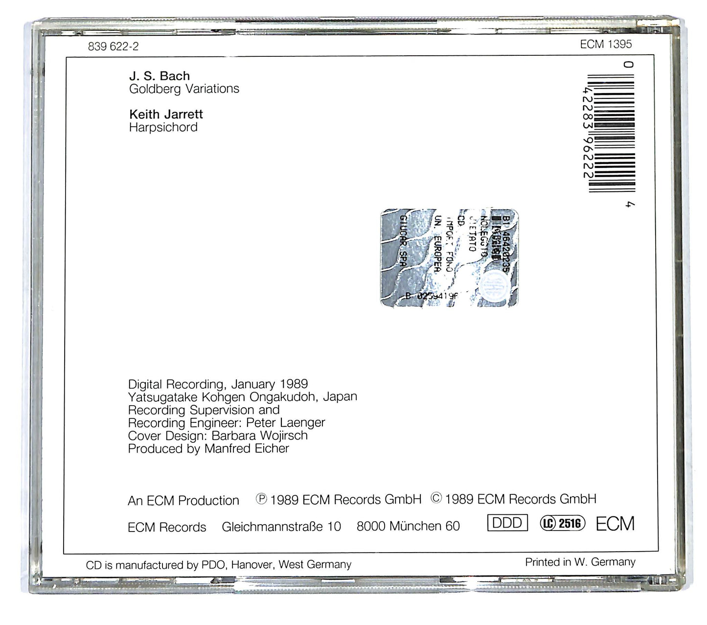 EBOND J. S. Bach / Keith Jarrett - Goldberg Variations CD CD121626