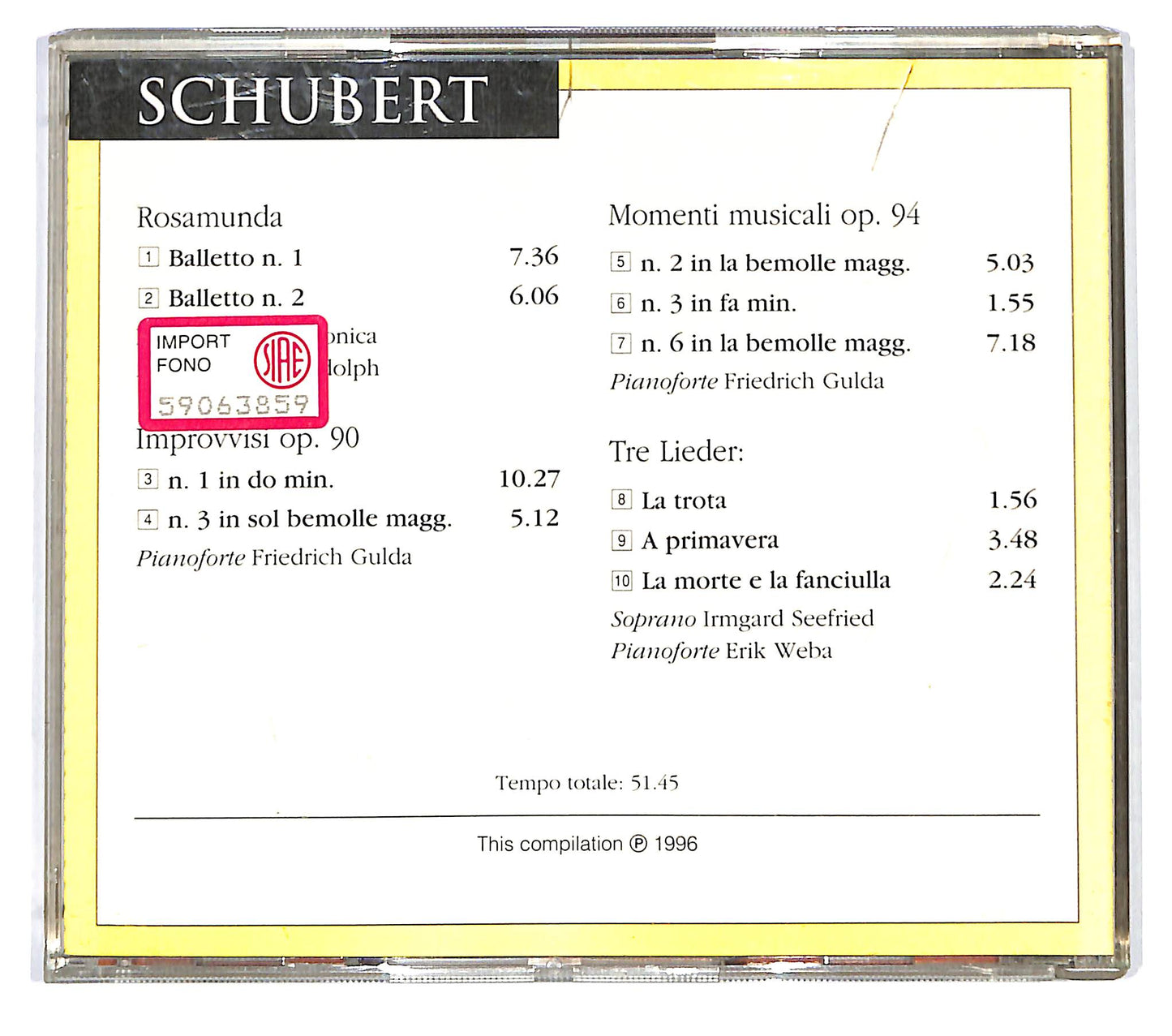 EBOND Schubert - Rosamunda - Improvvisi Op. 90 EDITORIALE CD CD121906
