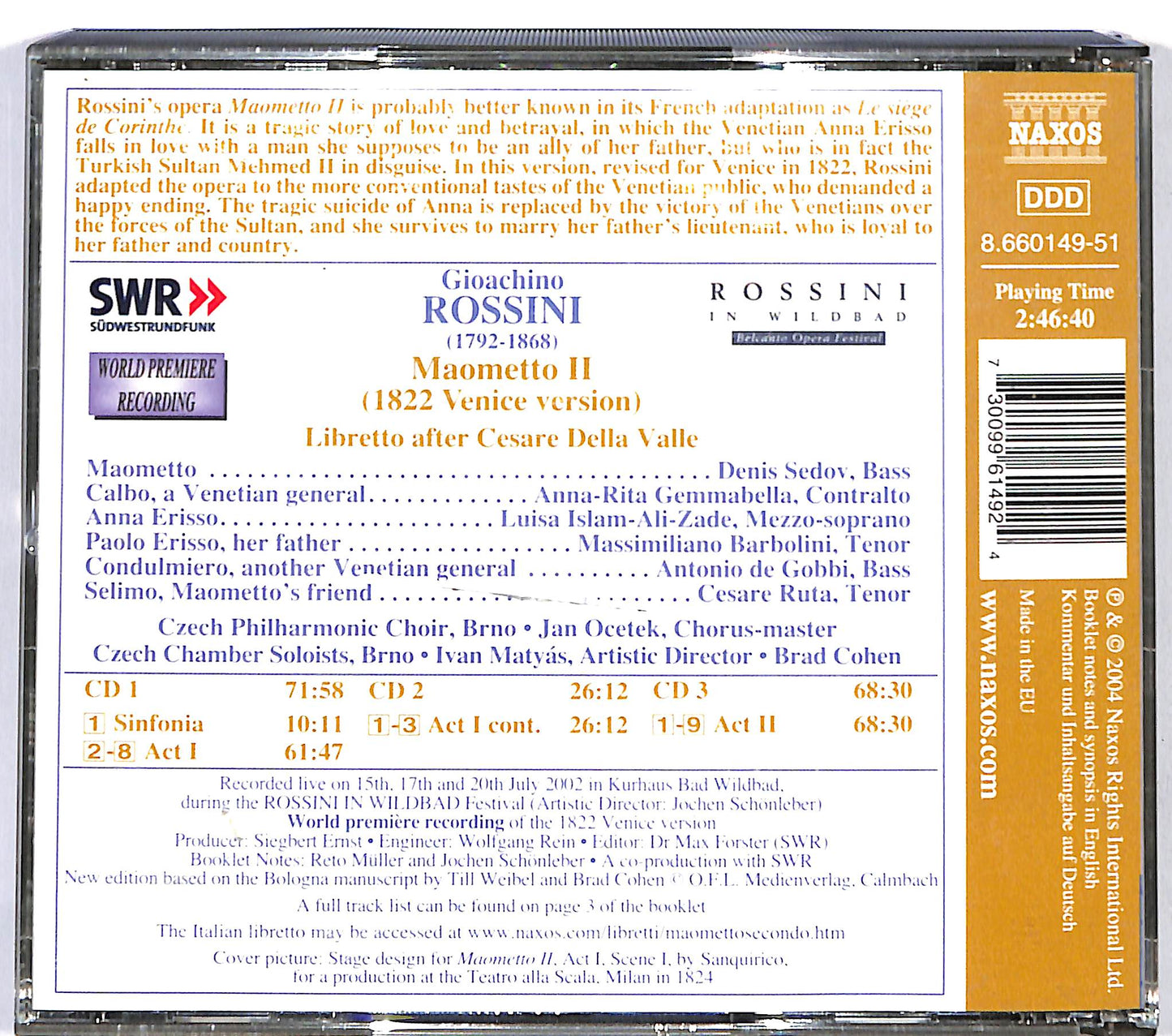 EBOND Rossini - Maometto II (1822 Venice Version) CD CD122039