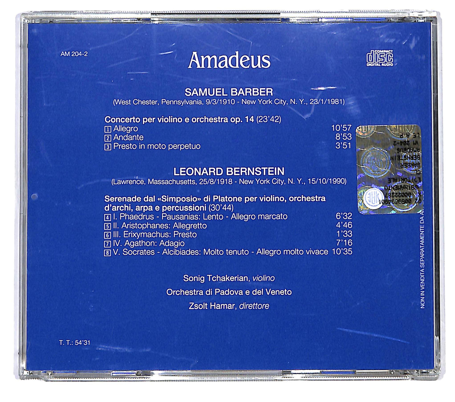 EBOND S. Barber / L. Bernstein - Opere Per Violino E Orchestra CD CD122108