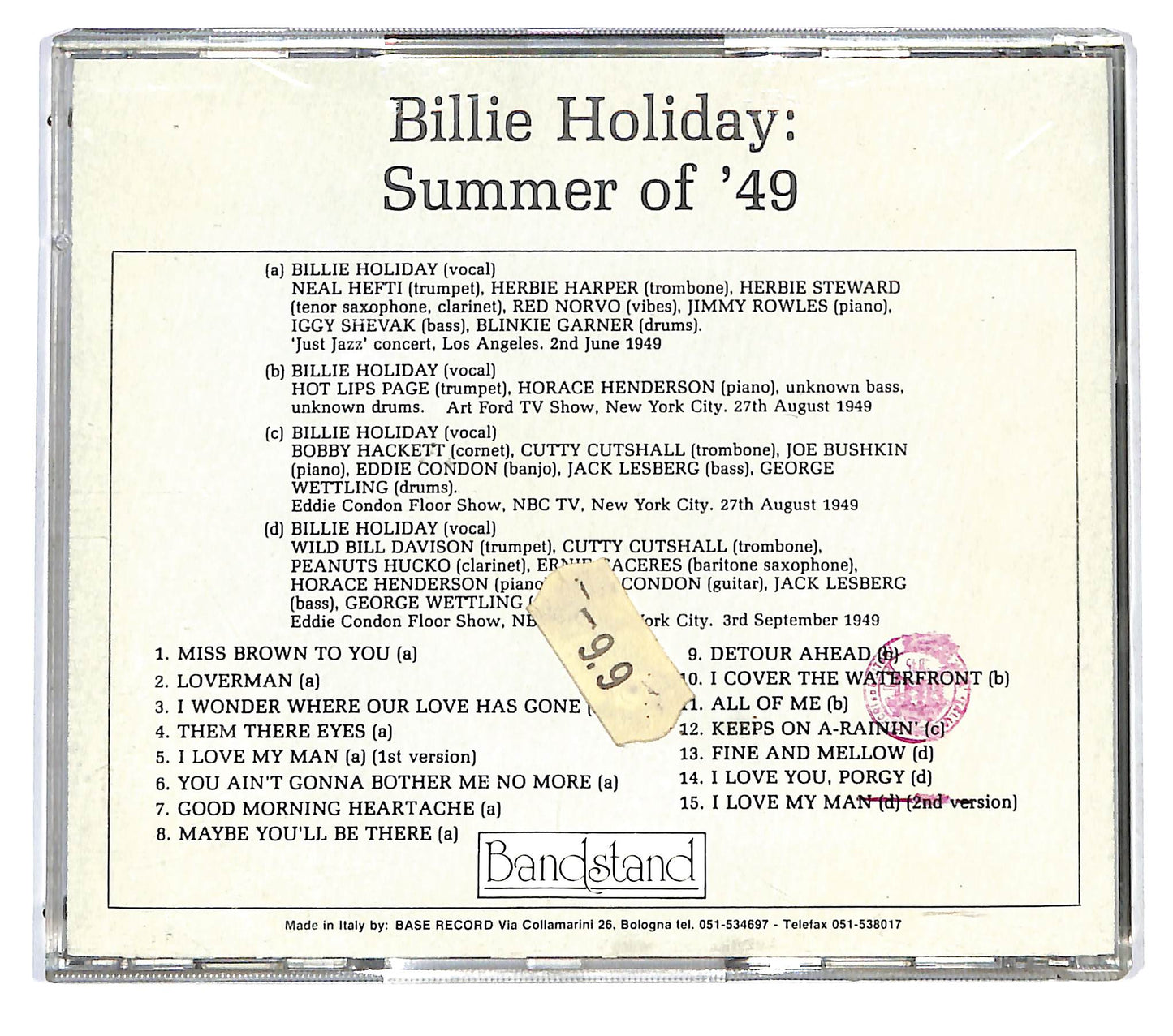 EBOND Billie Holiday - Summer Of '49 CD CD122149