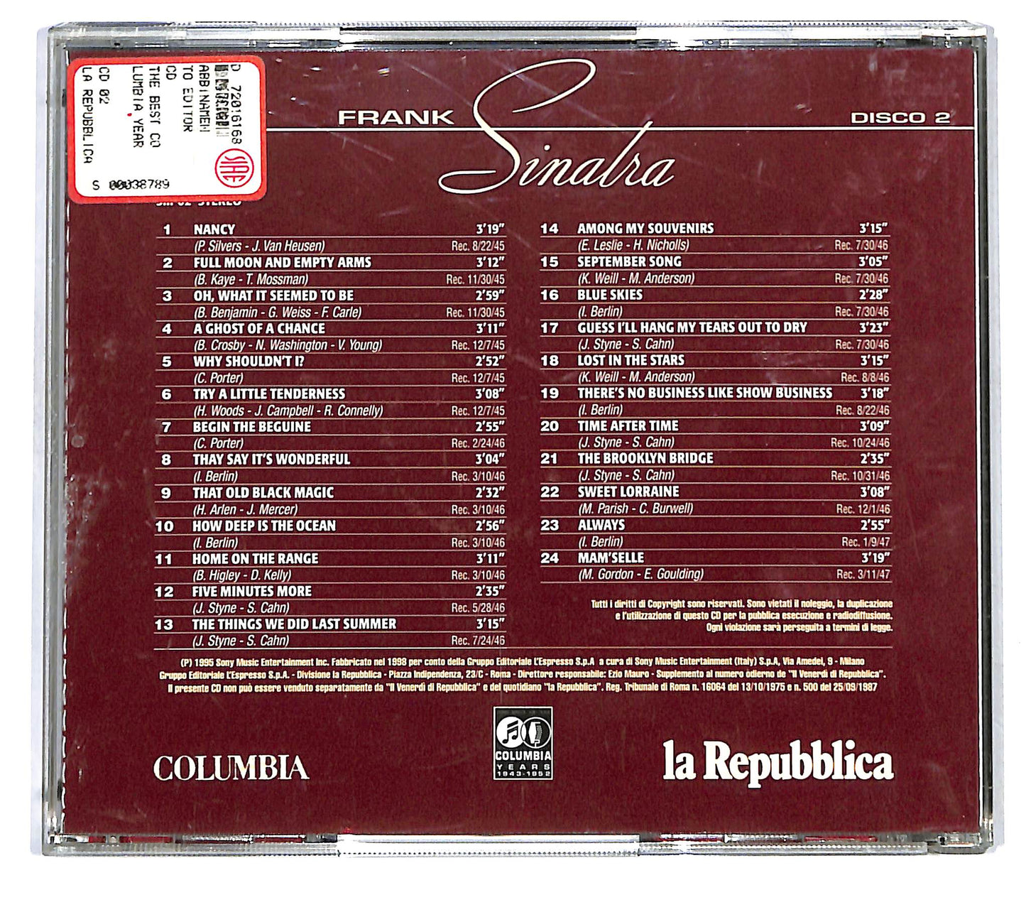 EBOND Frank Sinatra - The Best Of The Columbia Years 1943-1952 - VOL 2 CD CD122225