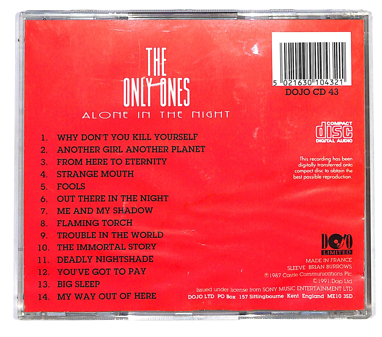 EBOND The Only Ones - Alone In The Night CD CD122668