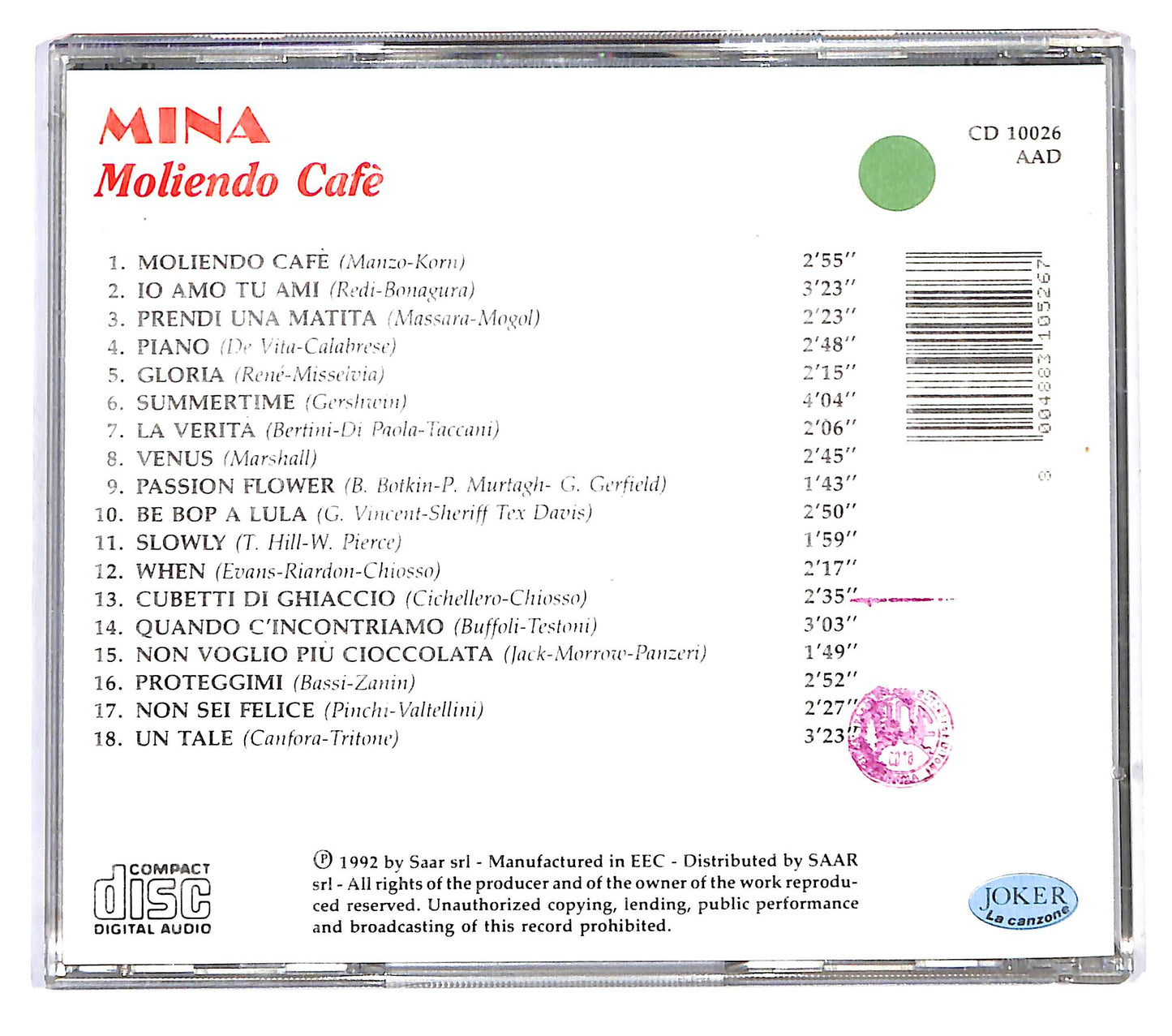 EBOND Mina - Moliendo Cafe CD CD122705