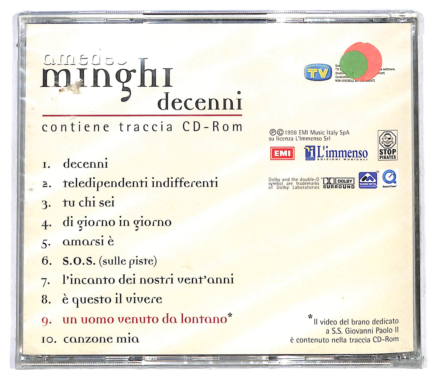 EBOND Amedeo Minghi - Decenni EDITORIALE CD CD122805