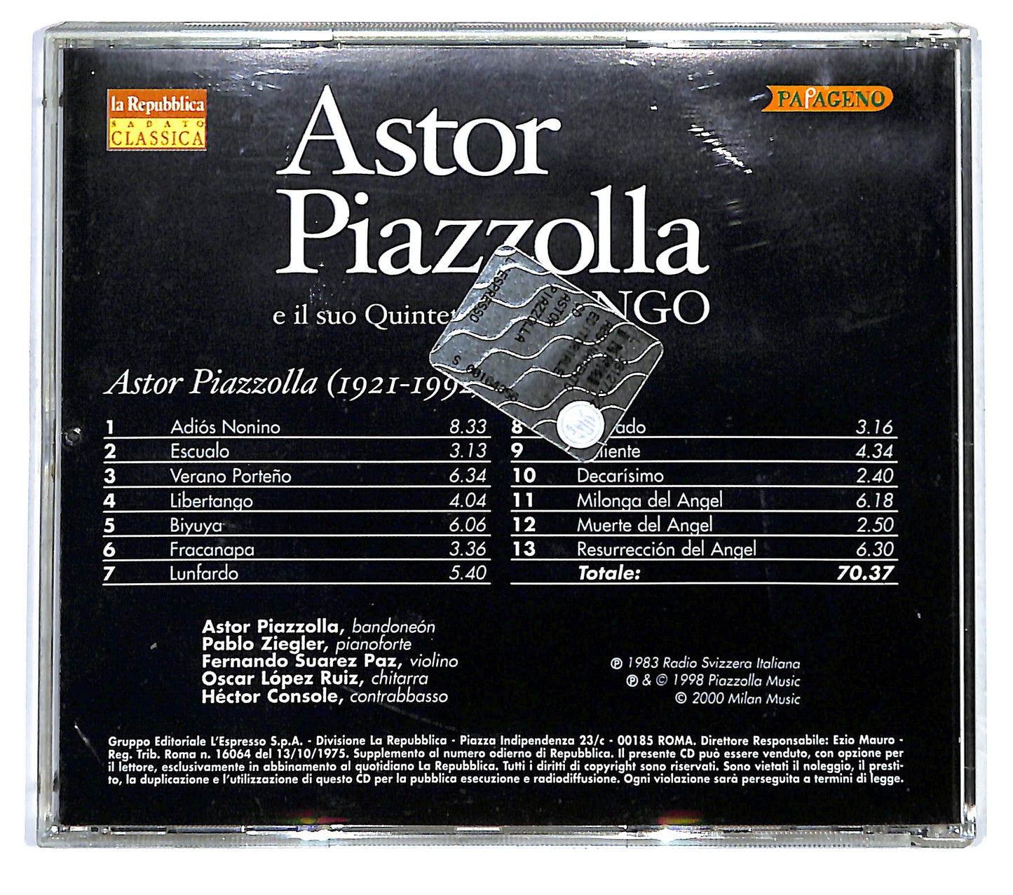 EBOND Astor Piazzolla E Il Suo Quintetto Di Tango EDITORIALE CD CD122924