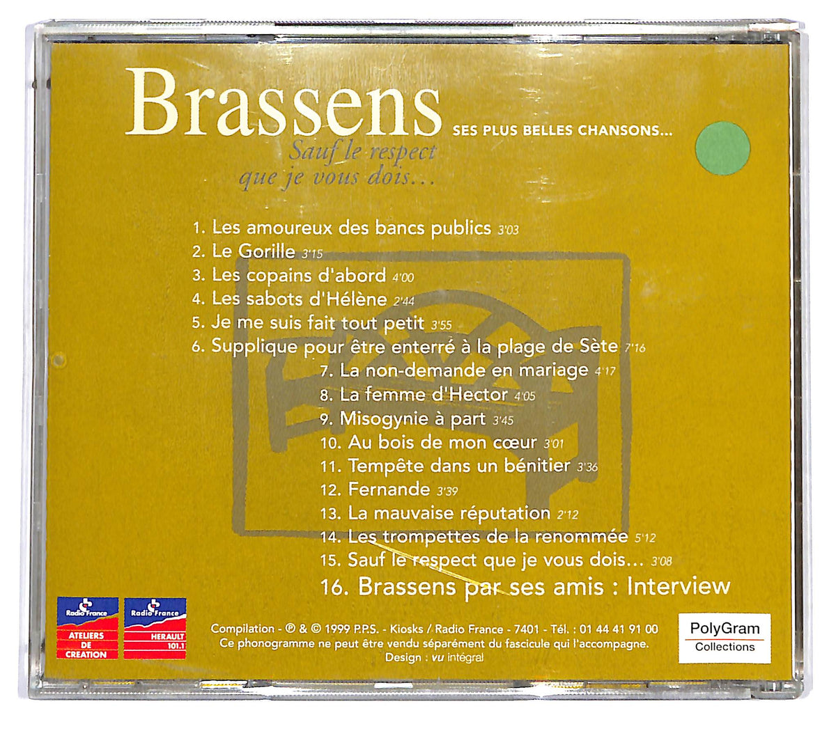 EBOND Georges Brassens - Sauf Le Respect Que Je Vous Dois Vol 1 CD CD123241