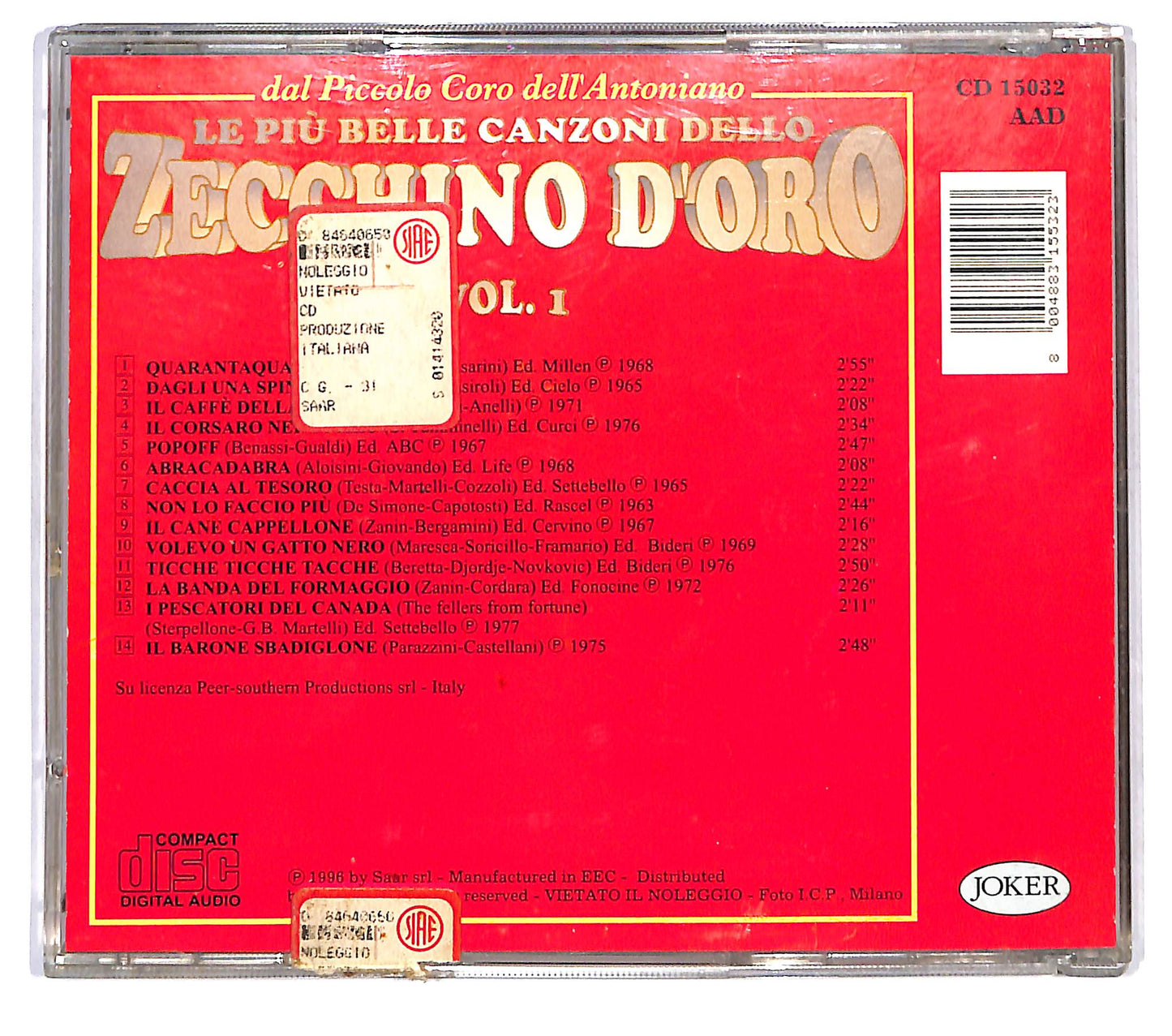 EBOND Le Piu Belle Canzoni Dello Zecchino D'Oro - Vol. 1 CD CD123333