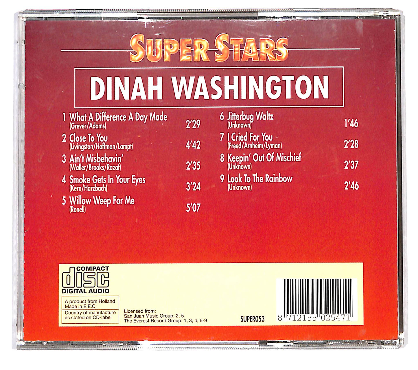 EBOND Dinah Washington - Super Stars Dinah Washington CD CD123340