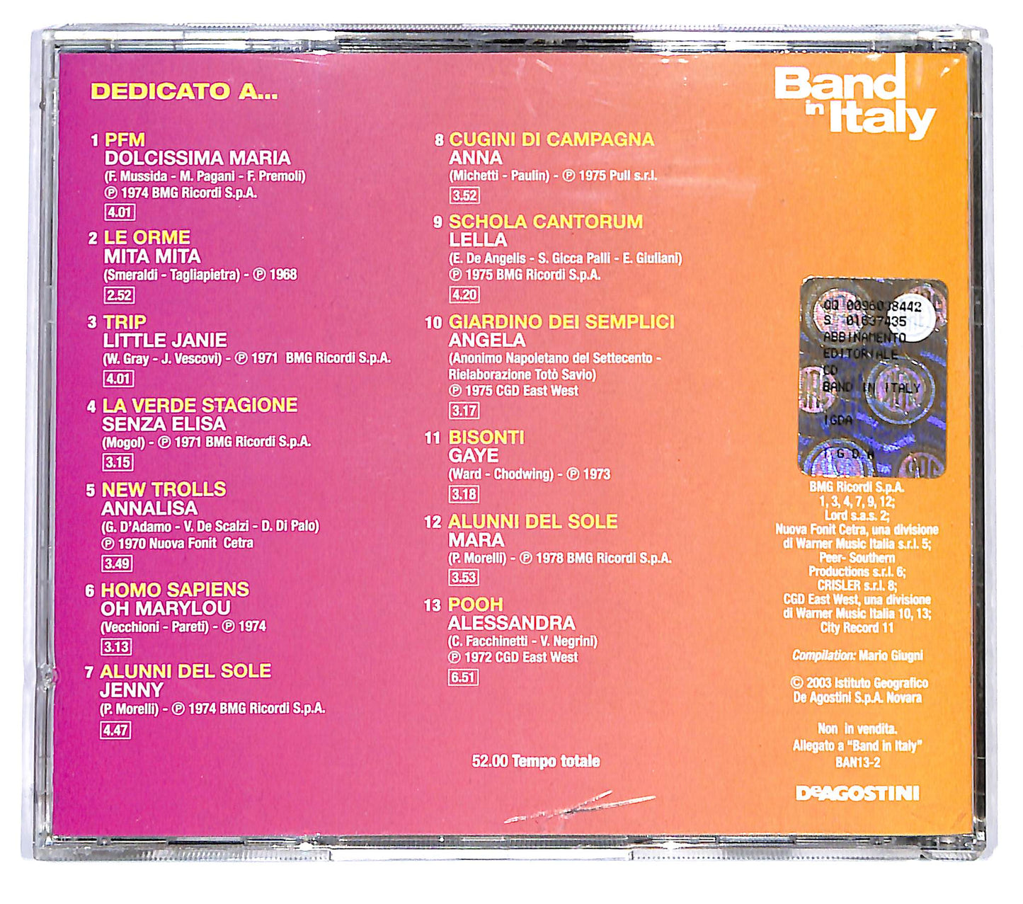 EBOND Band In Italy - Dedicato A... EDITORIALE CD CD124208
