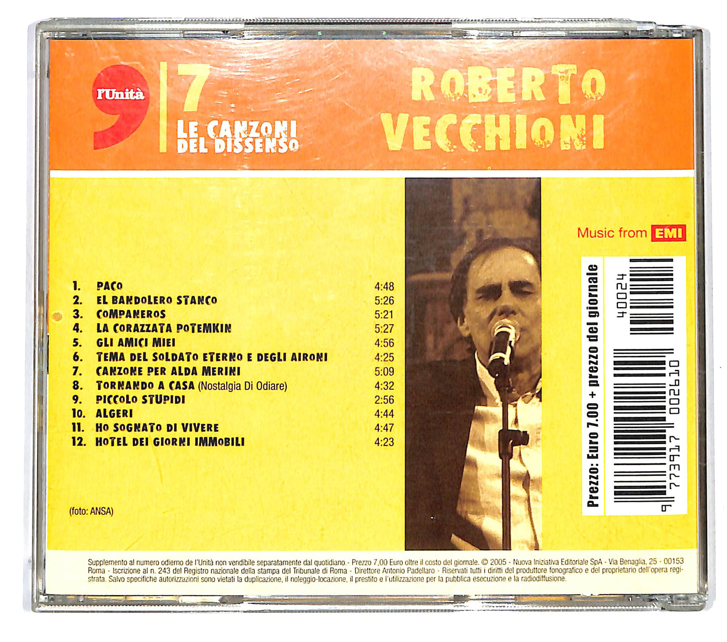 EBOND Roberto Vecchioni - Le canzoni del dissenso 7 EDITORIALE CD CD124820