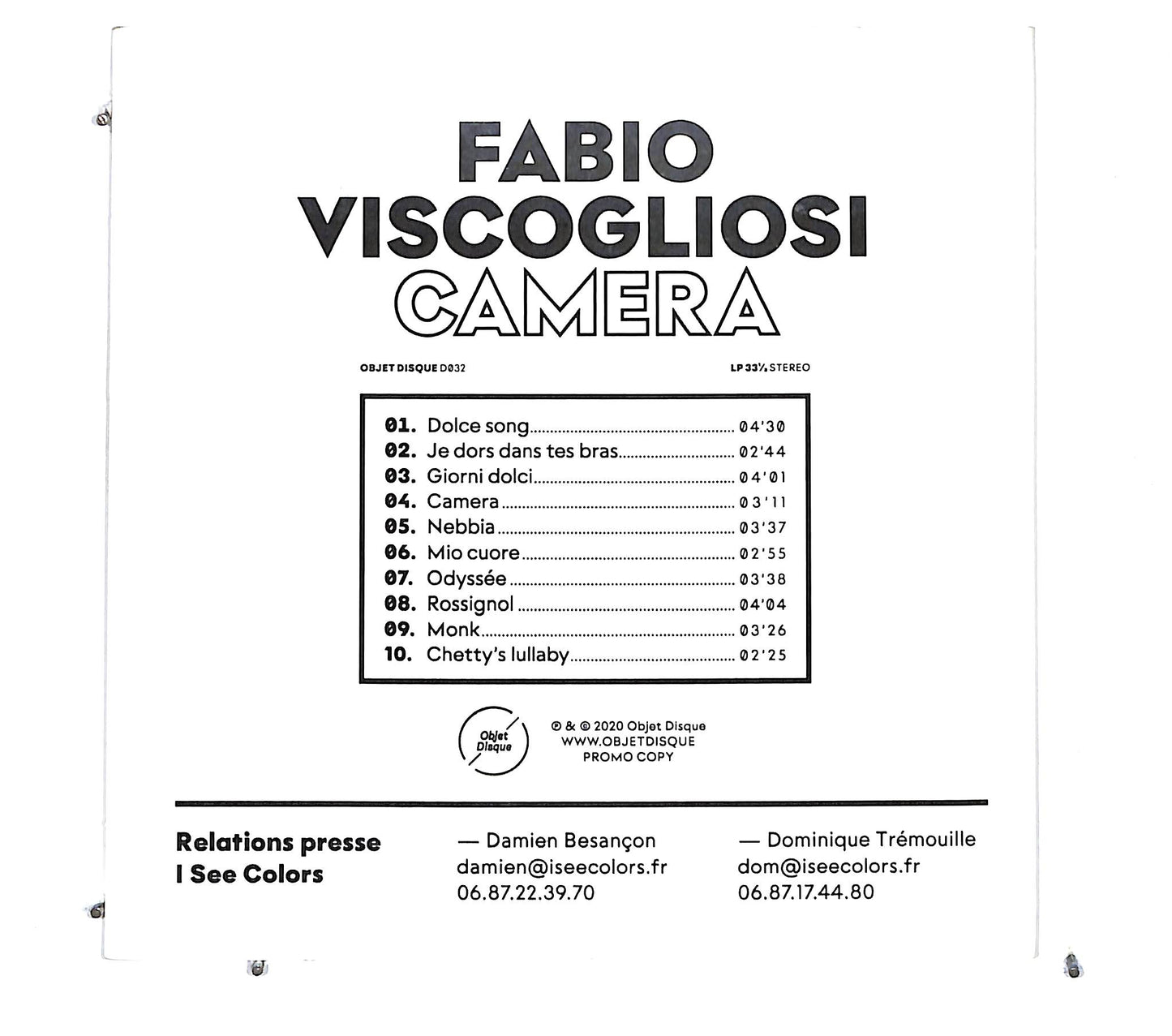 EBOND Fabio Viscogliosi - Camera CD CD124834