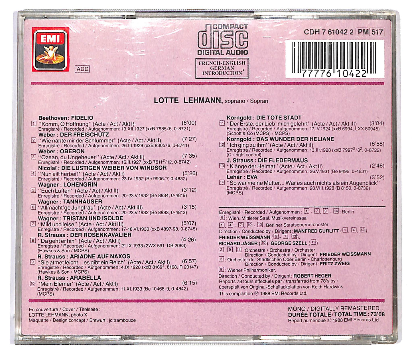 EBOND Lotte Lehmann - Opera Arias CD CD124871