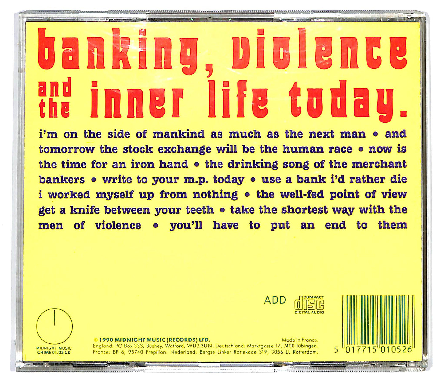 EBOND McCarthy - Banking, Violence And The Inner Life Today CD CD124913