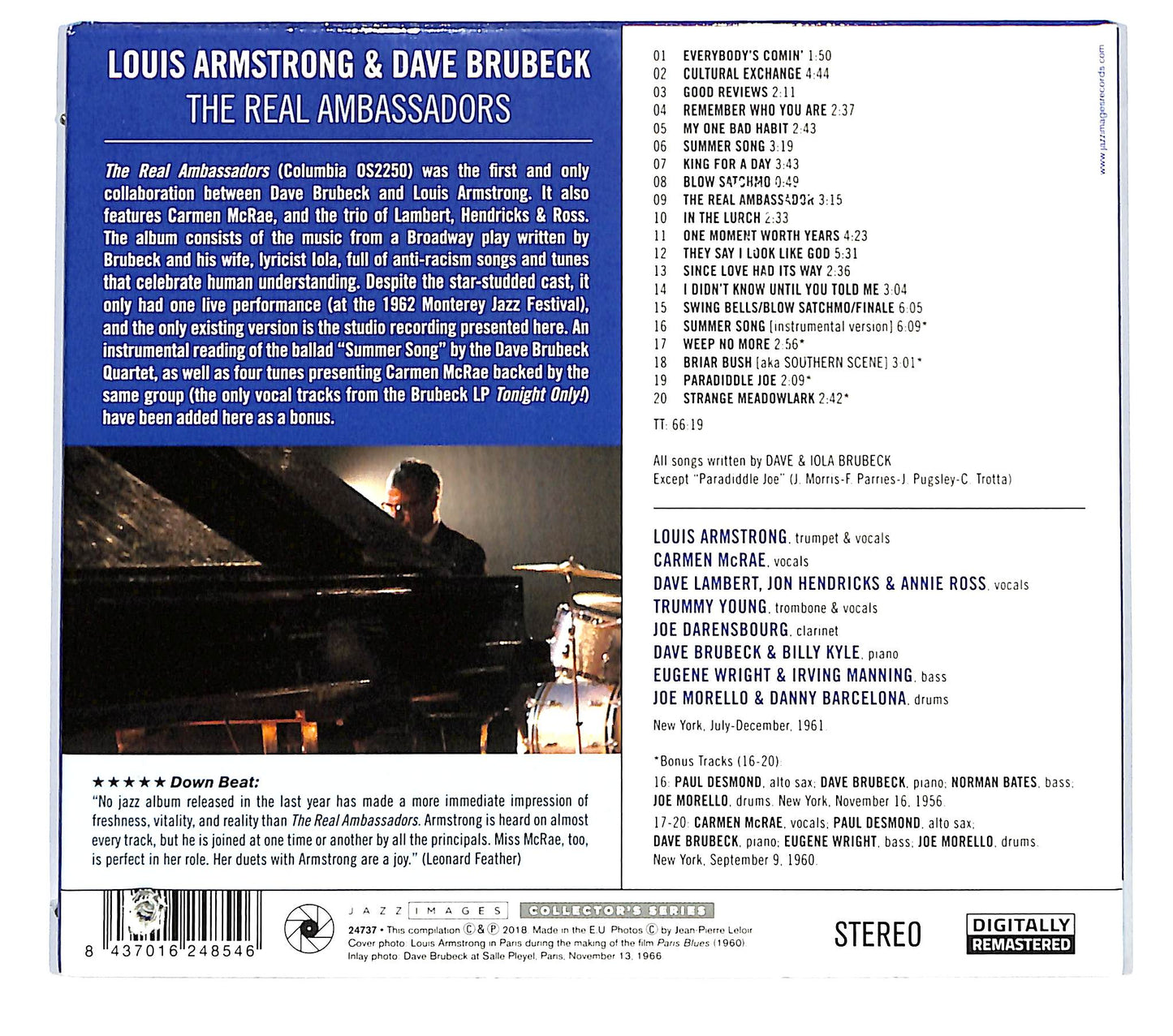 EBOND Louis Armstrong Dave Brubeck - The Real Ambassadors DIGIPACK CD CD124934
