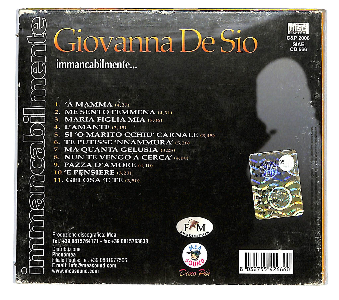 EBOND Giovanna De Sio - Immancabilmente... DIGIPACK CD CD125044