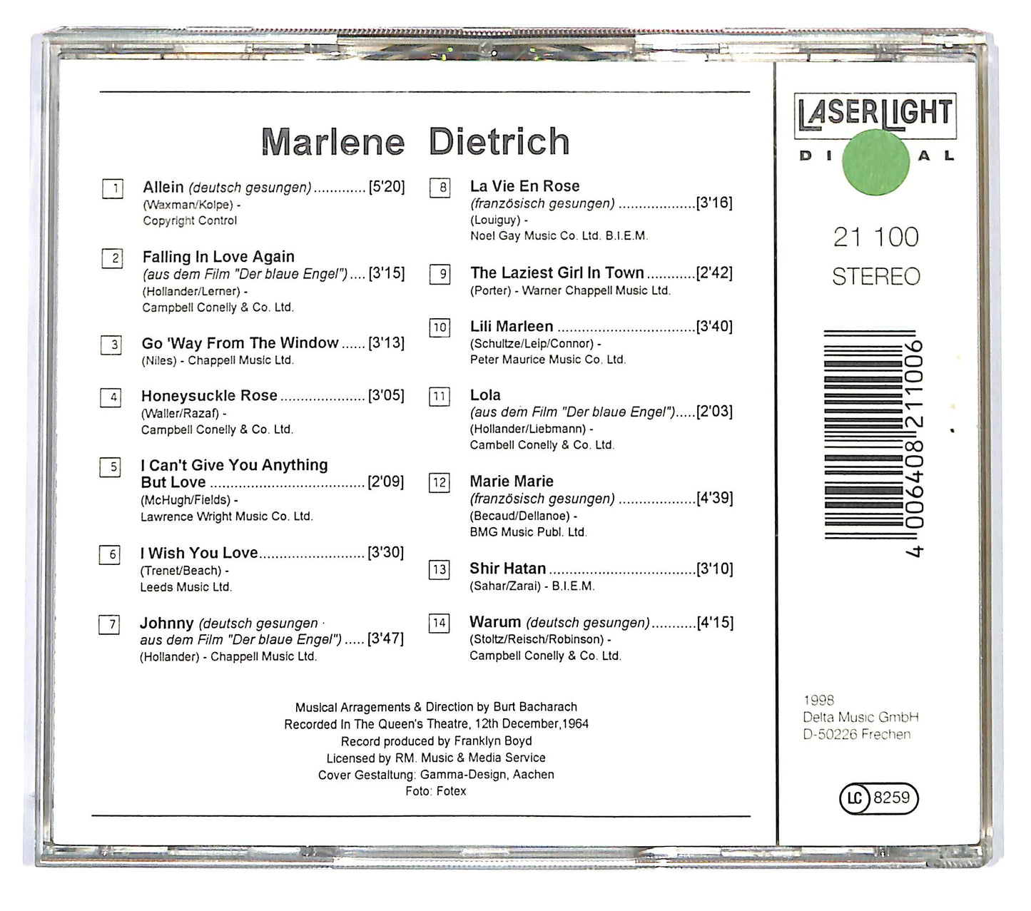 EBOND Marlene Dietrich - Marlene Dietrich At Queen's Theatre CD CD125062