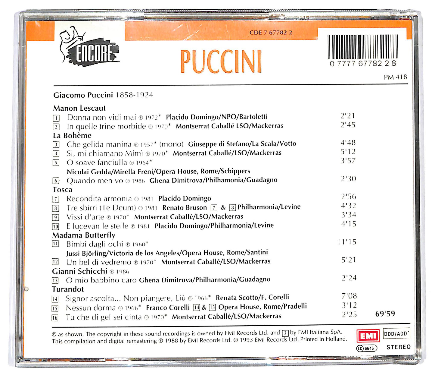 EBOND Puccini - Opera Arias CD CD125313