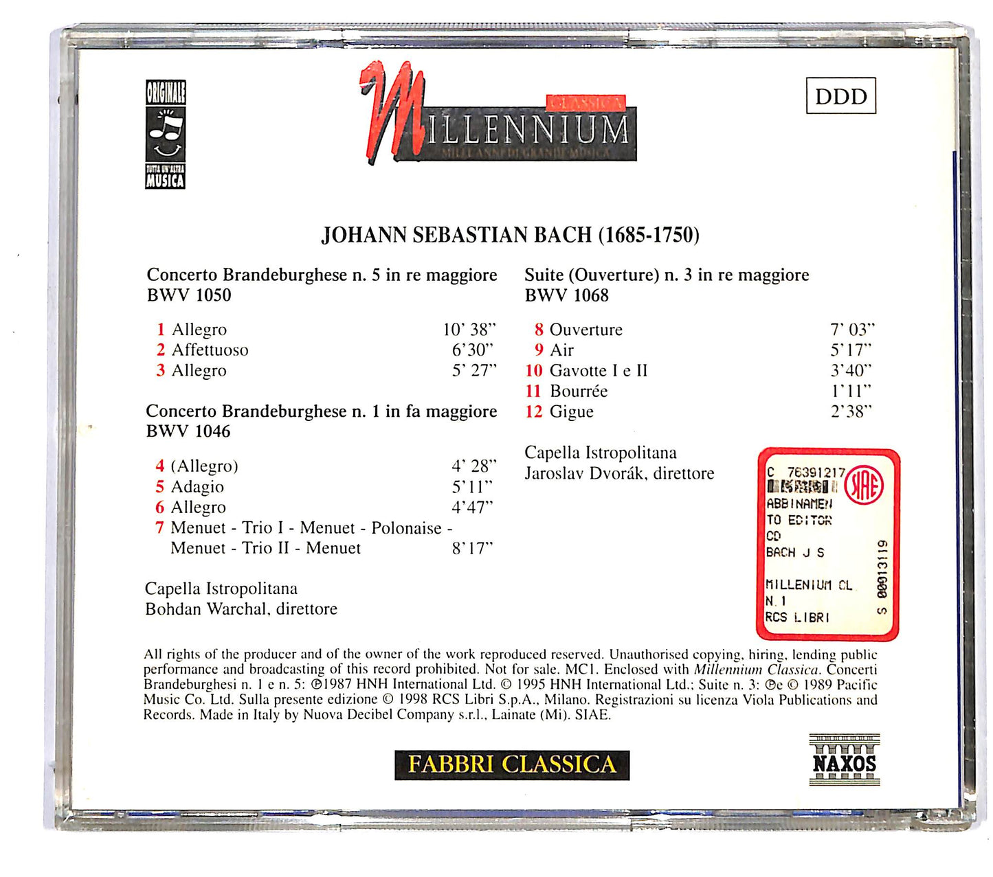 EBOND Bach - Concerti Brandeburghesi N. 1 e N. 5 / Suite N. 3 CD CD125631