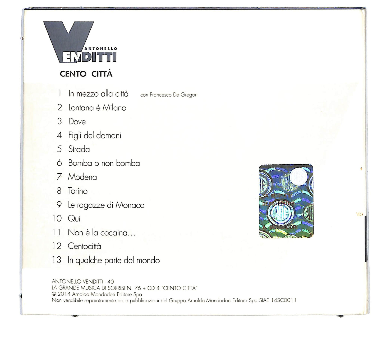 EBOND Antonello Venditti - Cento Citta EDITORIALE CD CD125648