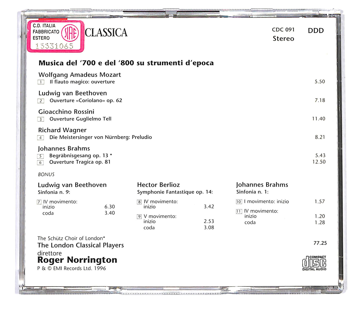 EBOND Rogewr Norrington - Musica del 700 e 800 CD CD125650
