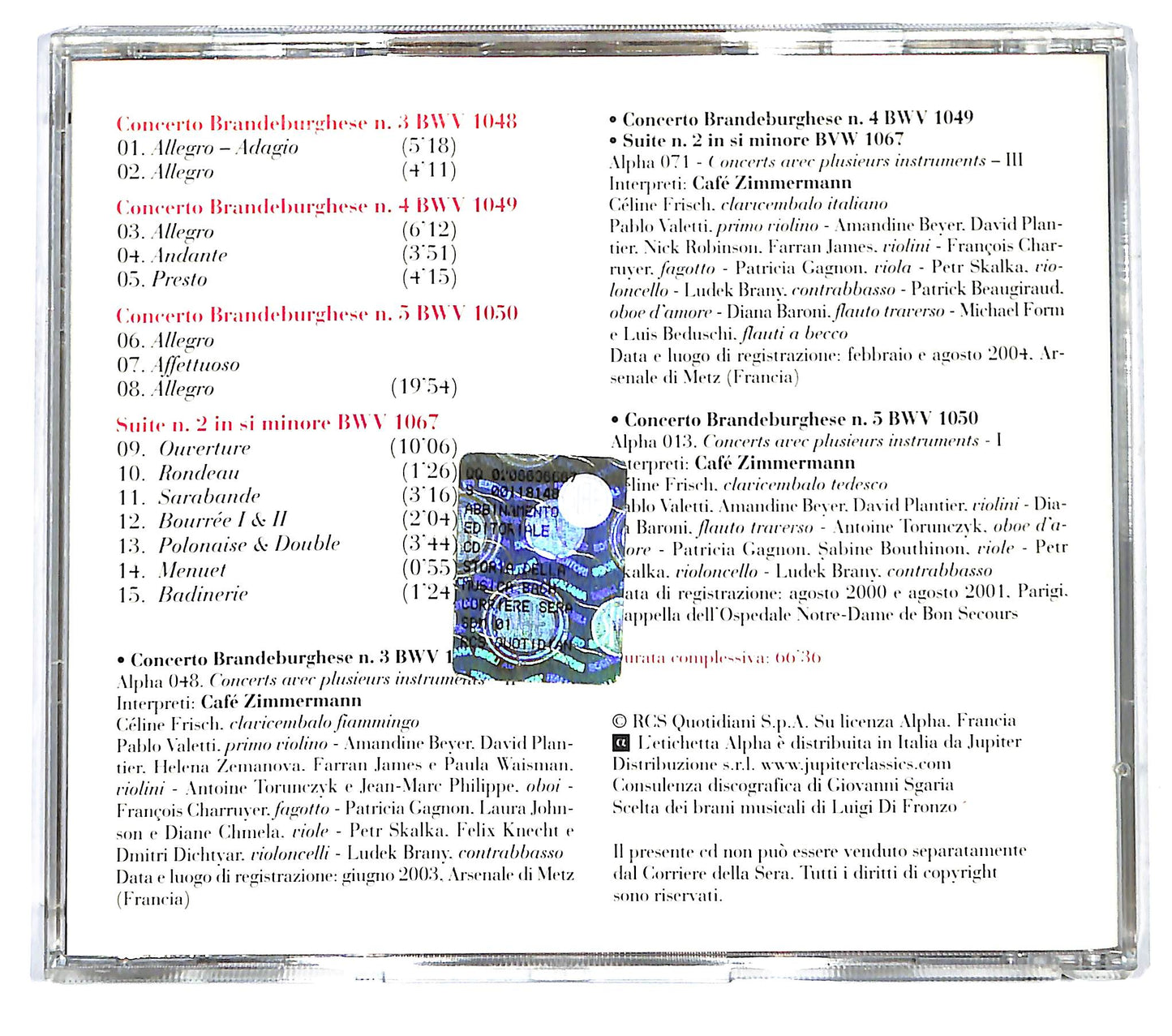 EBOND Johann Sebastian Bach - Concerto Brandeburghese N. 3-4-5 CD CD125717