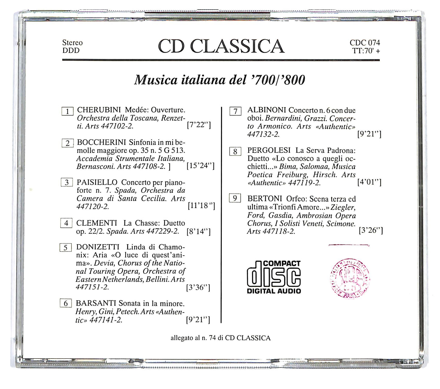 EBOND Various - Musica Italiana Del '700/'800 CD CD125804