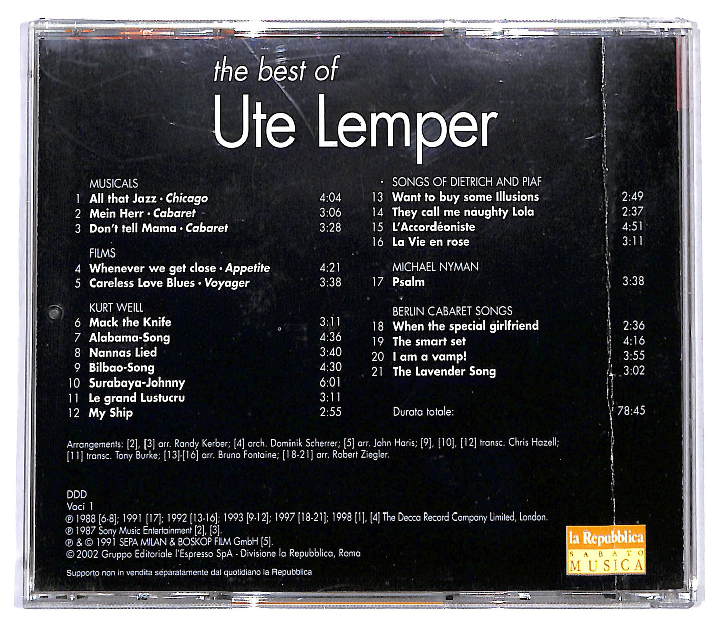 EBOND Ute Lemper - The Best Of Ute Lemper EDITORIALE CD CD126632