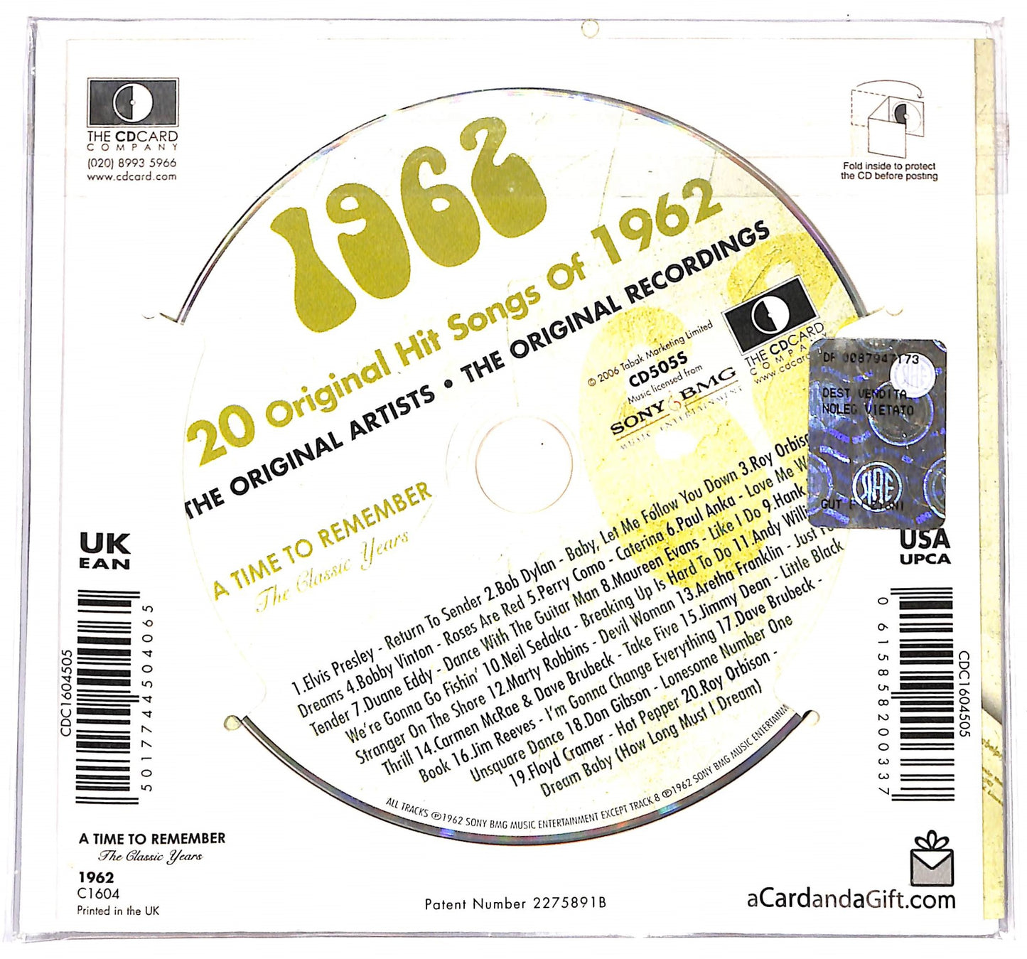 EBOND Various - 20 Original Hit Songs Of 1962 CD CD126865