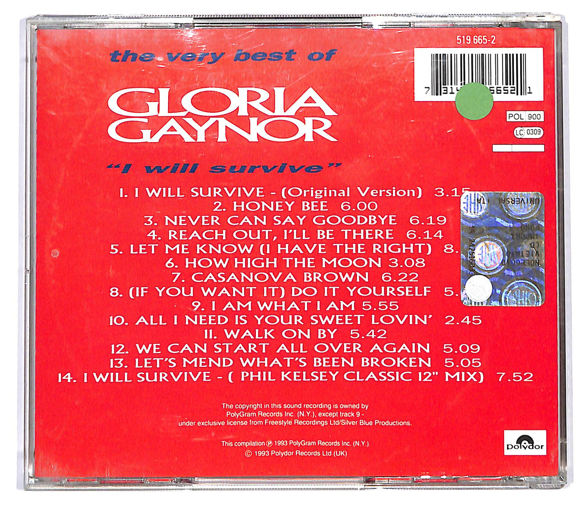 EBOND The Very Best Of Gloria Gaynor 'I Will Survive' CD CD127437