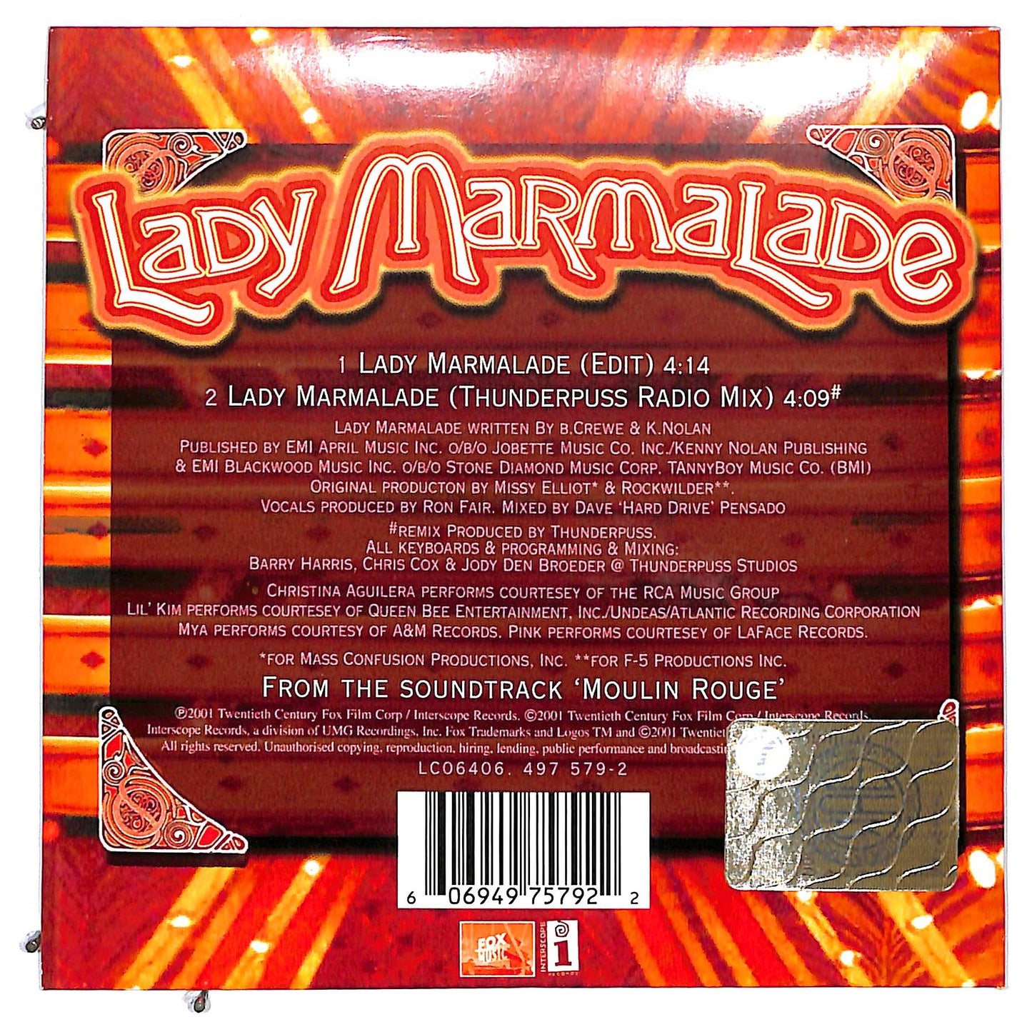 EBOND Christina Aguilera , Lil' Kim , Mya & P!NK - Lady Marmalade CD CD128065