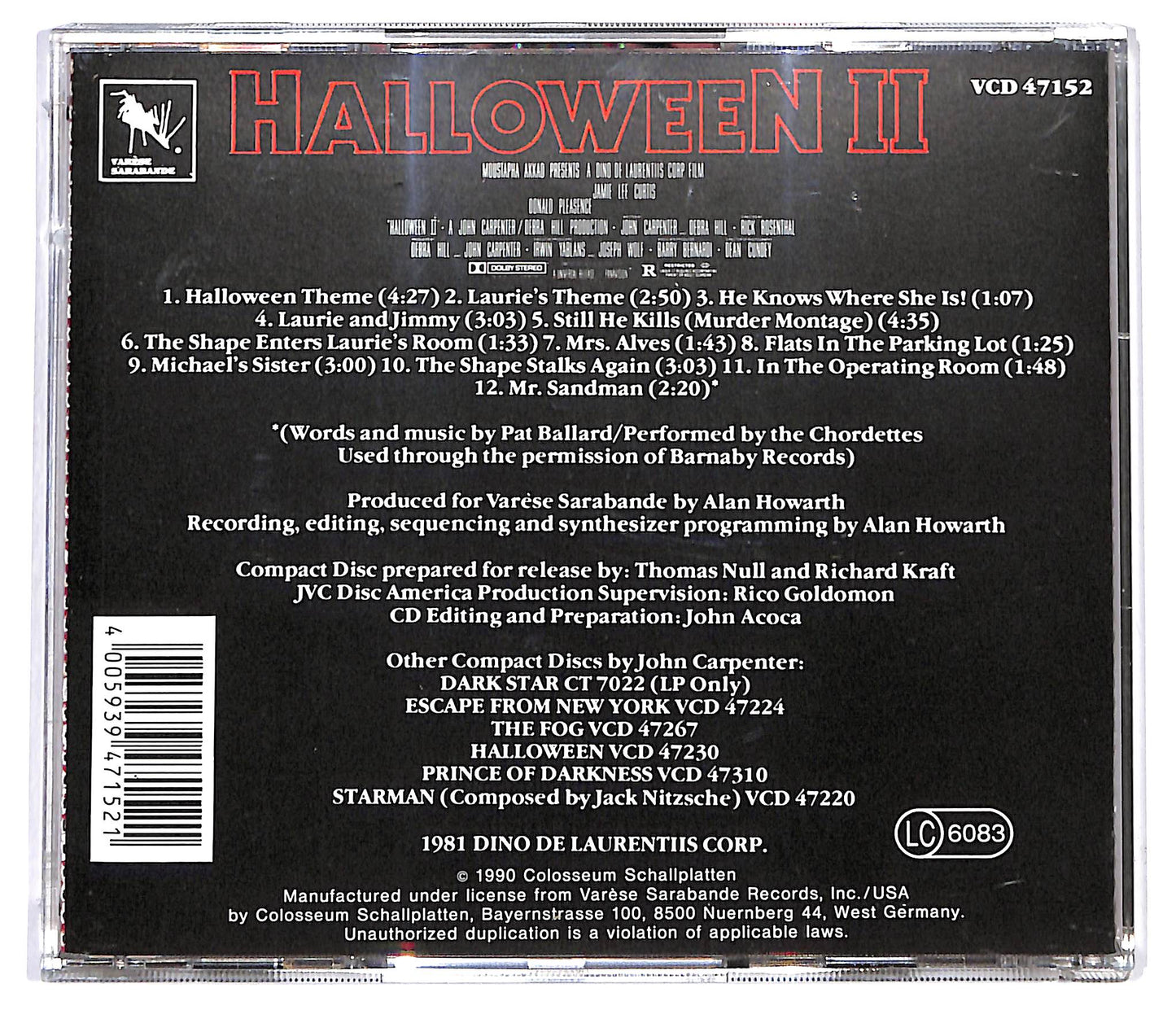 EBOND John Carpenter Alan Howarth - Halloween II (Soundtrack) CD CD128217