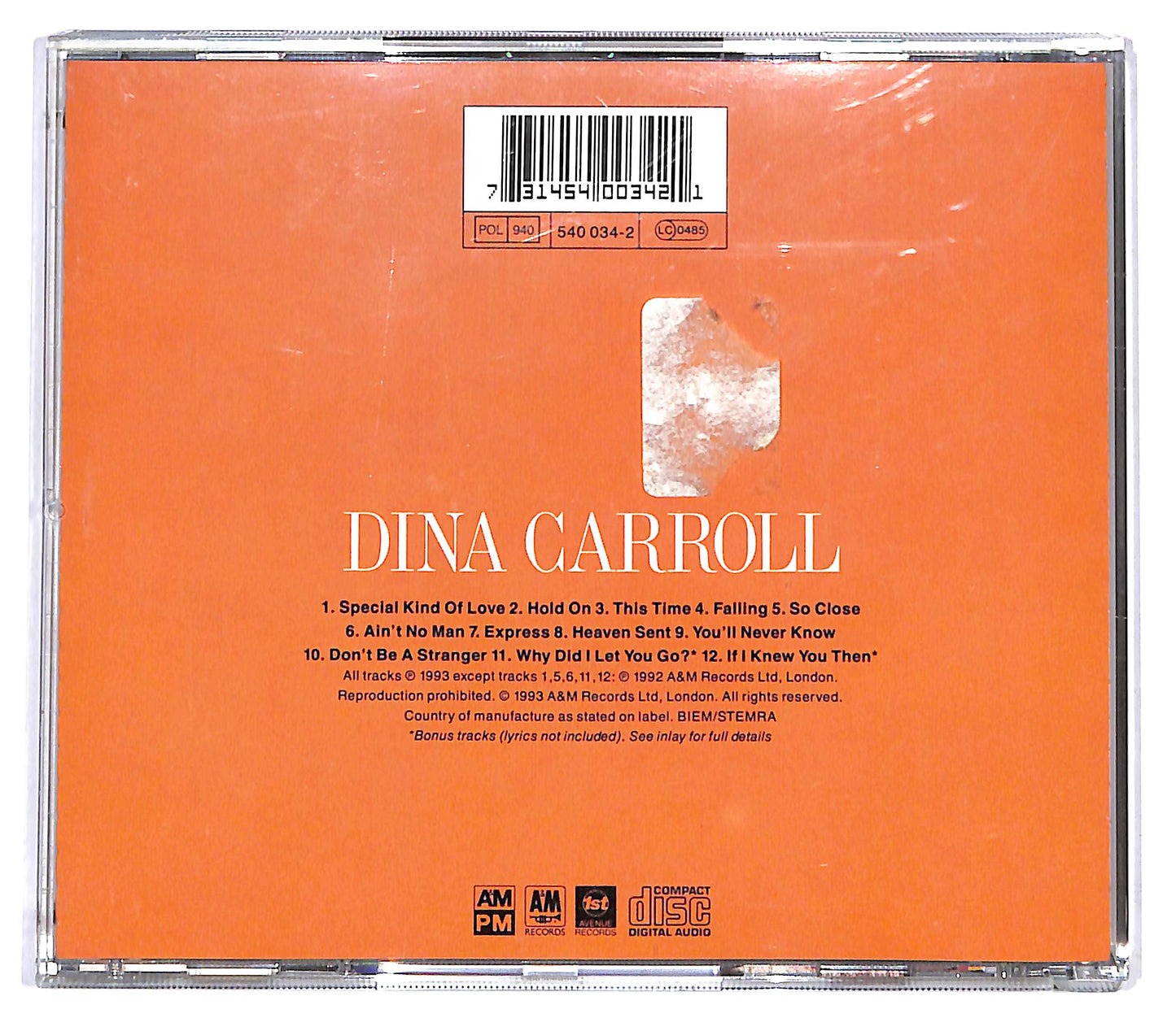 EBOND Dina Carroll - So Close CD CD129120