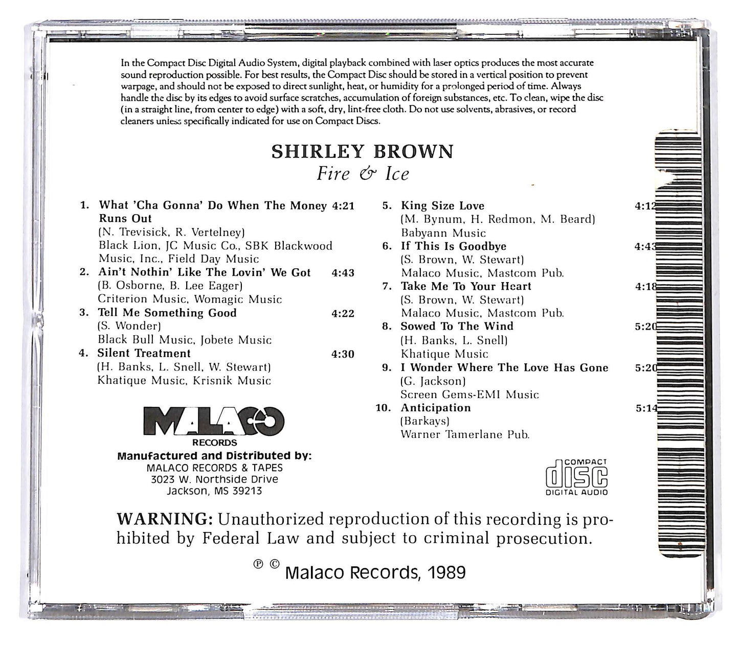 EBOND Shirley Brown - Fire & Ice CD CD129473