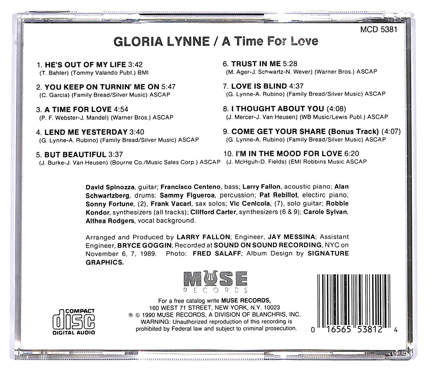 EBOND Gloria Lynne - A Time For Love CD CD129750